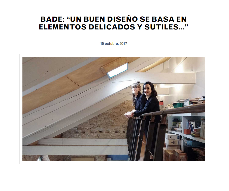 entrevista de kunsthal a Bade interiorismo 2017